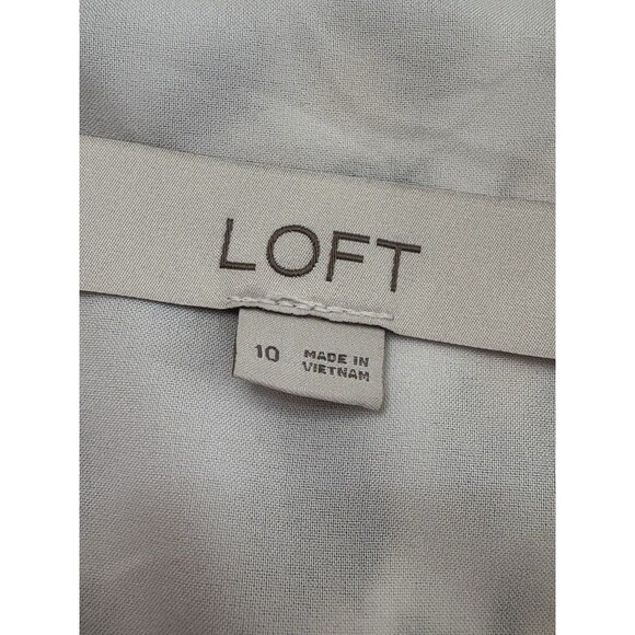 Loft Women Flutter Cap Sleeve Midi Dress White Leopard Print Sz 10 ZipBack Lined - Picture 2 of 11